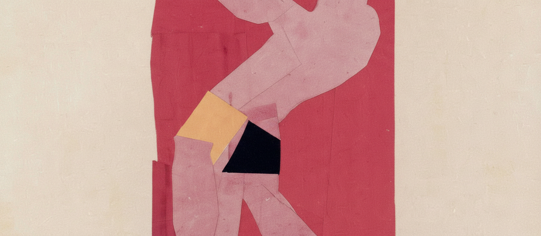 Small Dancer on Red Background 1938 by Henri Matisse, black silhouette of dancer against vibrant red background