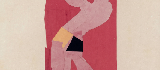 Small Dancer on Red Background 1938 by Henri Matisse, black silhouette of dancer against vibrant red background