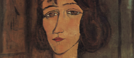 Margherita 1916 portrait painting by Amedeo Modigliani featuring elongated neck and almond-shaped eyes in muted earth tones