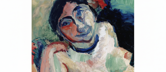 Gypsy Woman 1906 by Henri Matisse, Fauvist portrait with green shadows and orange skin tones showing bold non-naturalistic color