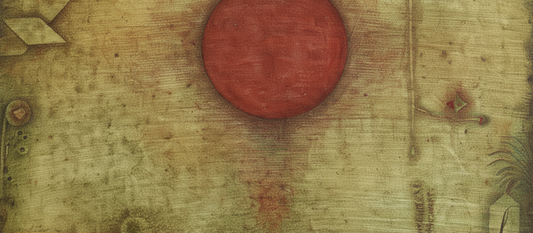 Ad Marginem by Paul Klee, 1930, abstract geometric painting with muted tones and forms positioned along the edges