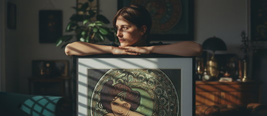 Alphonse Mucha's Emerald 1900 Art Nouveau print with rich green hues