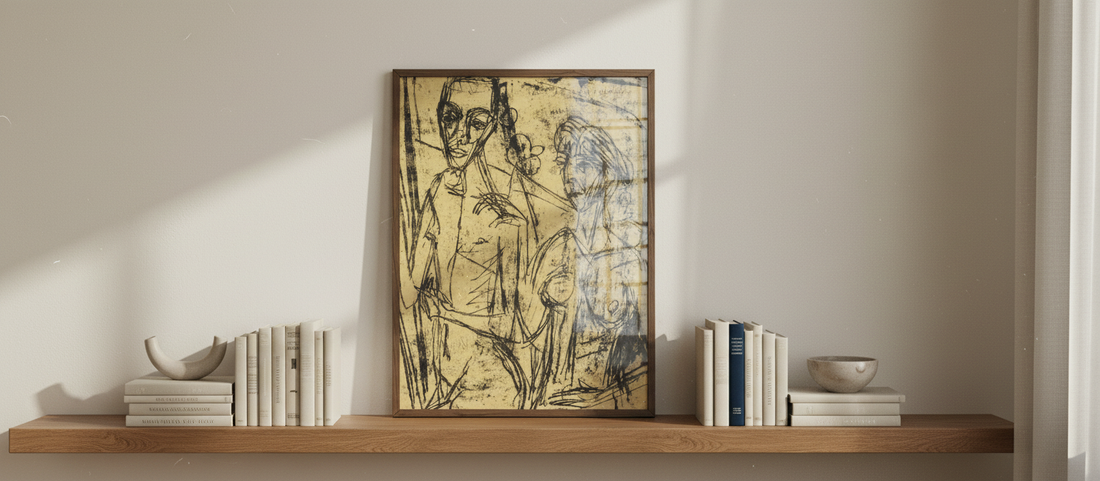 Kirchner's Couple in Room, Nude Man with Woman art print