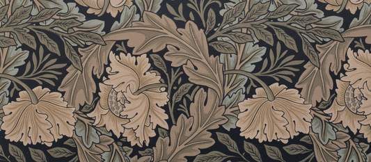 Acanthus and Poppy by William Morris, 19th century wallpaper design featuring stylized acanthus leaves and poppy flowers in repeating pattern
