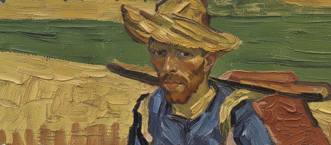The Painter on his Way to Work by Vincent van Gogh, 1888, showing the artist walking with painting supplies