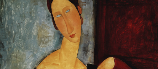 Jeanne Hébuterne, The Artist's Wife by Amedeo Modigliani, 1919 portrait showing elongated neck and melancholic expression