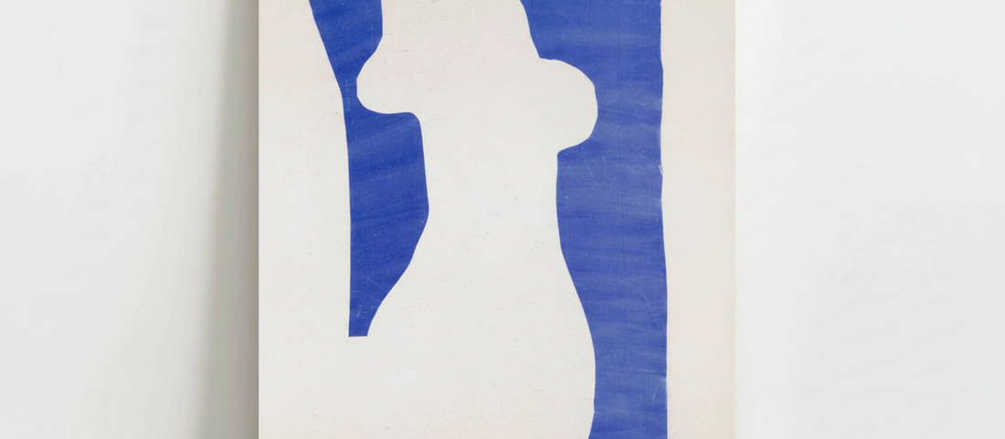 Venus 1952 by Henri Matisse, abstract blue paper cutout depicting female form through organic flowing shapes