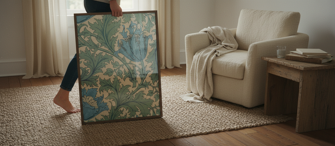 William Morris Anemone 1876 floral art print in a stylish interior