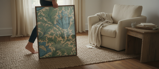 William Morris Anemone 1876 floral art print in a stylish interior