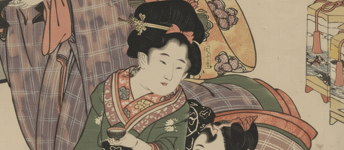 Girl's Festival by Kitagawa Utamaro, circa 1801-1804, Japanese ukiyo-e woodblock print depicting Hinamatsuri celebration