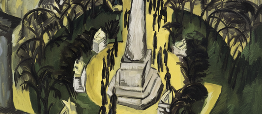 Belle-Alliance-Platz Berlin painting by Ernst Ludwig Kirchner, 1914, showing fragmented urban scene in bold expressionist colors