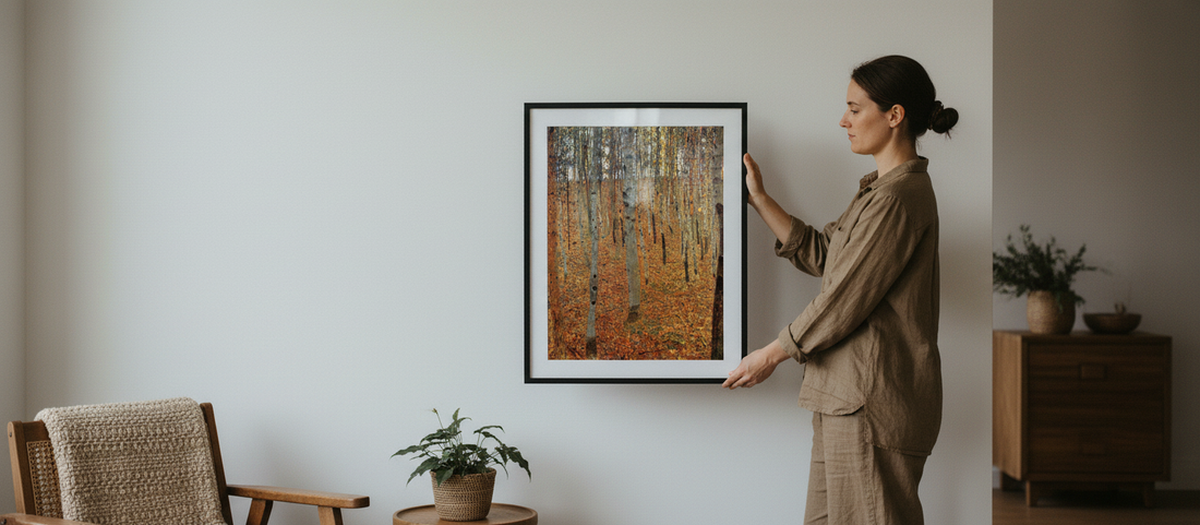 Gustav Klimt's Symbolist landscape art 'Beech Forest I' featuring autumnal hues