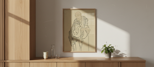 Katsushika Hokusai self-portrait art print in a serene setting
