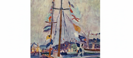 Yacht with Flag at Le Havre by Raoul Dufy, 1904 Fauvist harbor painting with bold color separation technique and maritime scene