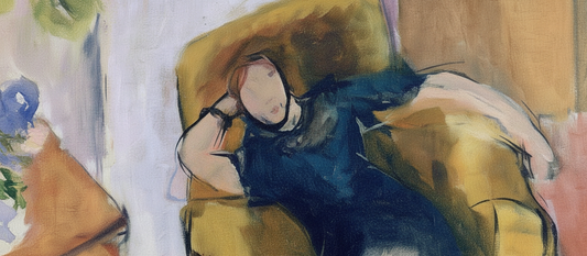 Young Girl in Black in a Yellow Armchair by Henri Matisse, 1935, featuring bold color contrast between black dress and yellow armchair in Nice period style