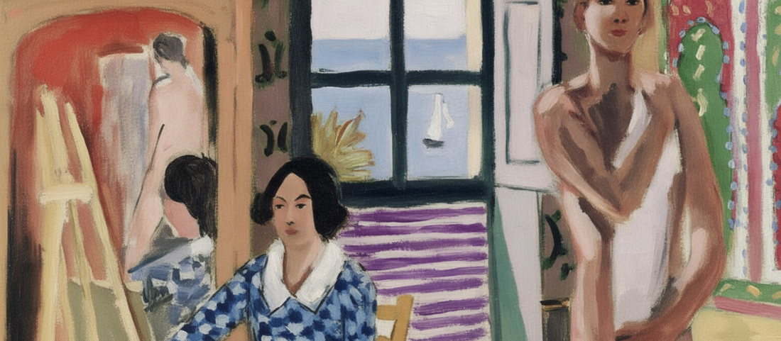 The Three o'Clock Sitting 1924 by Henri Matisse showing decorative interior with patterned wallpaper and seated figure