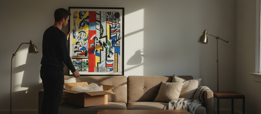 Study for a Cinematic Mural 1938-9 by Fernand Léger in a modern interior setting