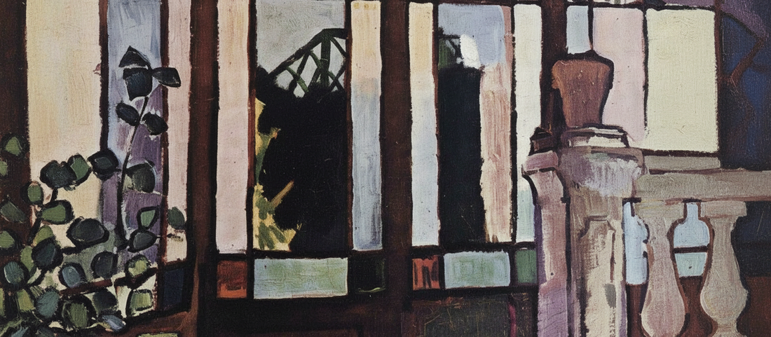 Window with Coloured Panes (1906) by Raoul Dufy, Fauvist painting featuring bold colored glass panes in red, blue, yellow, and green