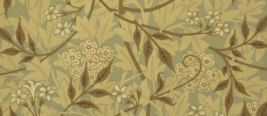 William Morris Jasmine Wallpaper 1872 art print showing intricate botanical trellis pattern with jasmine vines and flowers