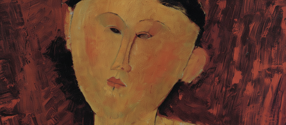 Beatrice Hastings portrait by Amedeo Modigliani, circa 1915, showing elongated modernist style and psychological tension