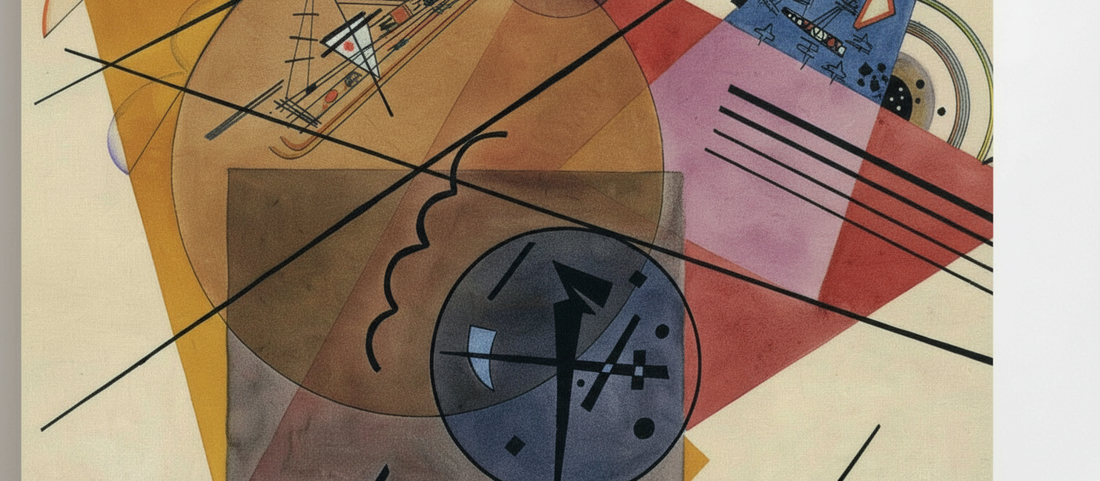 Dream Motion 1923 by Wassily Kandinsky, abstract painting with geometric shapes in vibrant colors