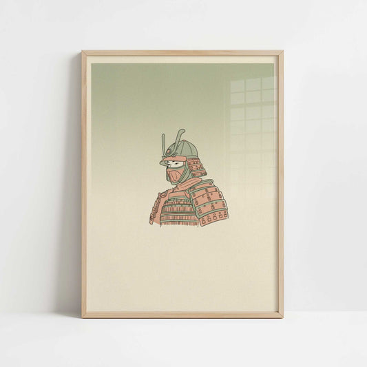 A Samurai Bound by Honor - Art Print - Art print in oak frame