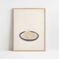 A Simple Plate of Gyoza - Art Print - Art print in oak frame