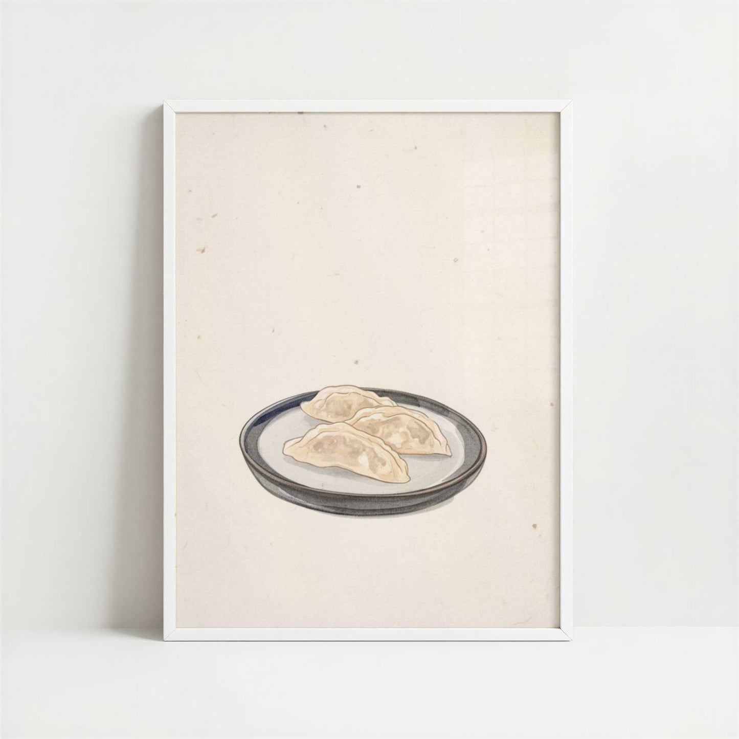 A Simple Plate of Gyoza - Art Print - Art print in white frame