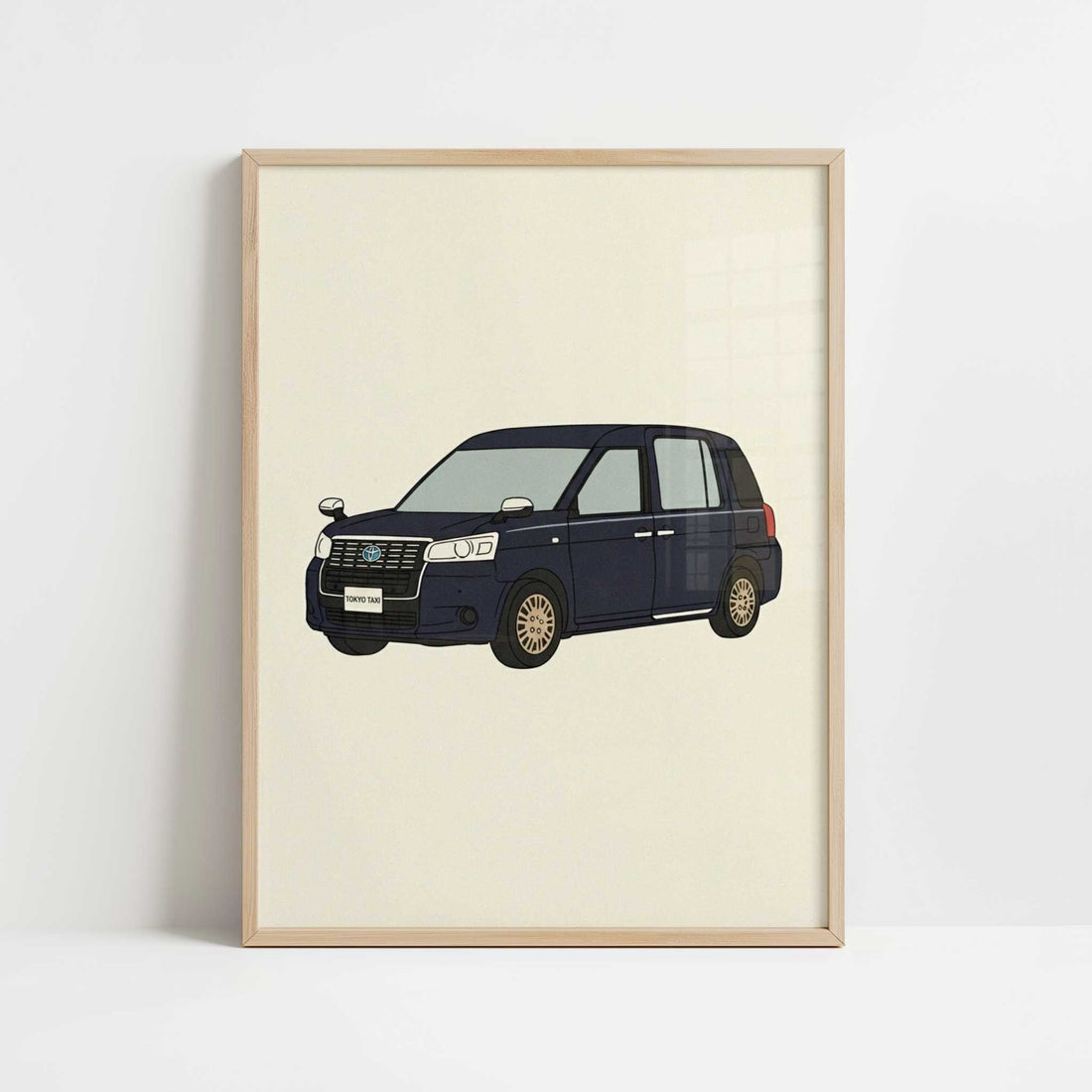 A Tokyo Taxi - Art Print - Art print in oak frame