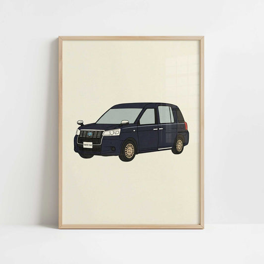 A Tokyo Taxi - Art Print - Art print in oak frame