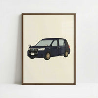 A Tokyo Taxi - Art Print - Art print in dark wood frame
