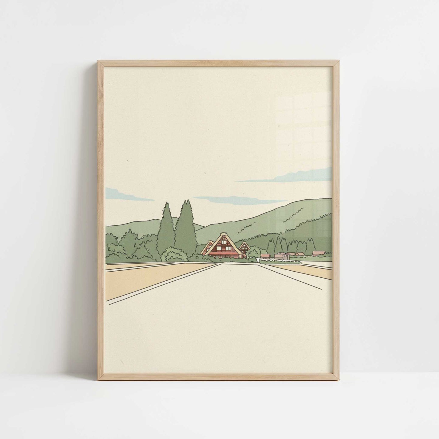A Village That Never Moved, Shirakawa-go - Art Print - Art print in oak frame