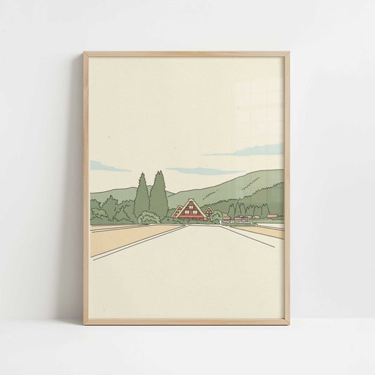 A Village That Never Moved, Shirakawa-go - Art Print - Art print in oak frame
