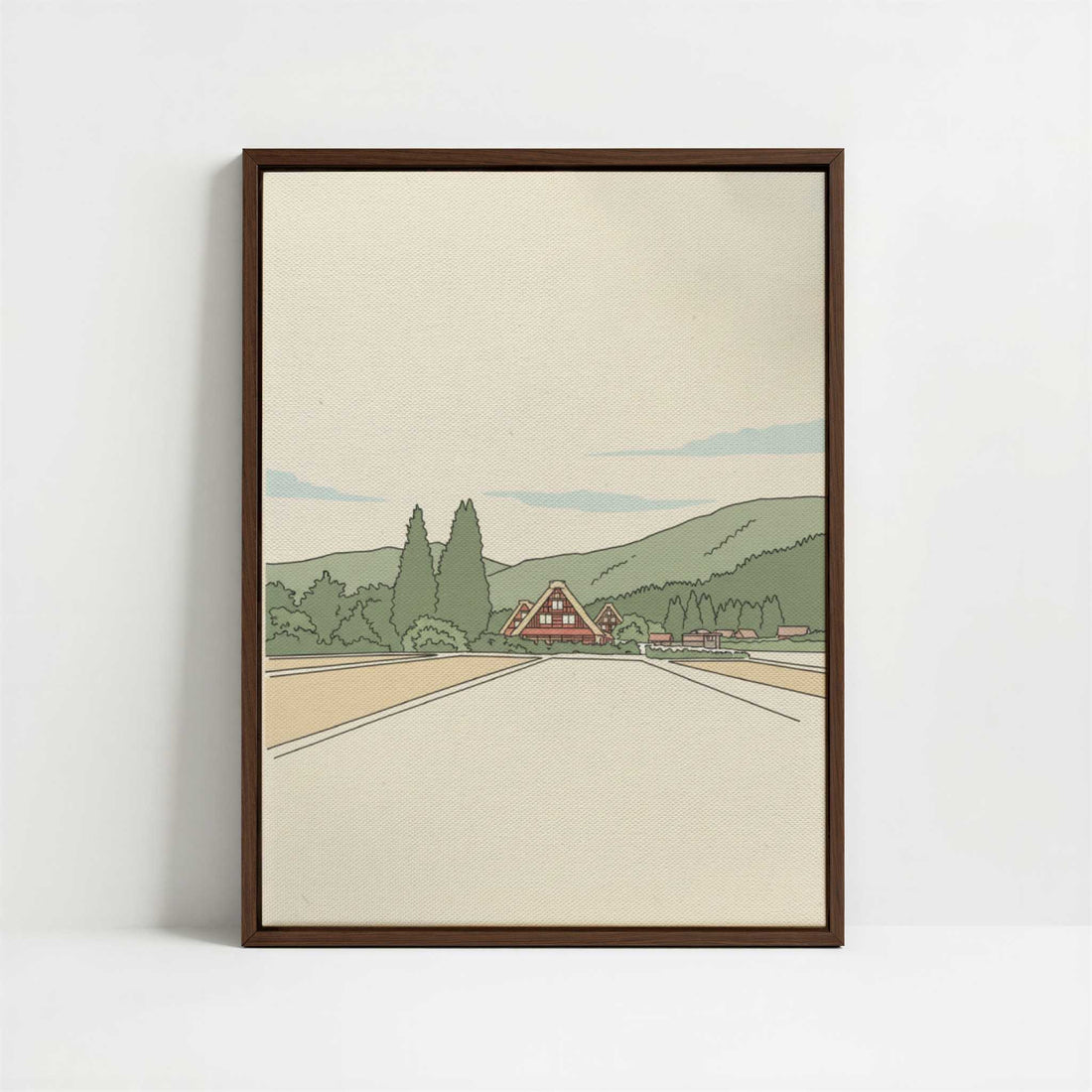 Framed Canvas - Framed canvas in dark wood color frame