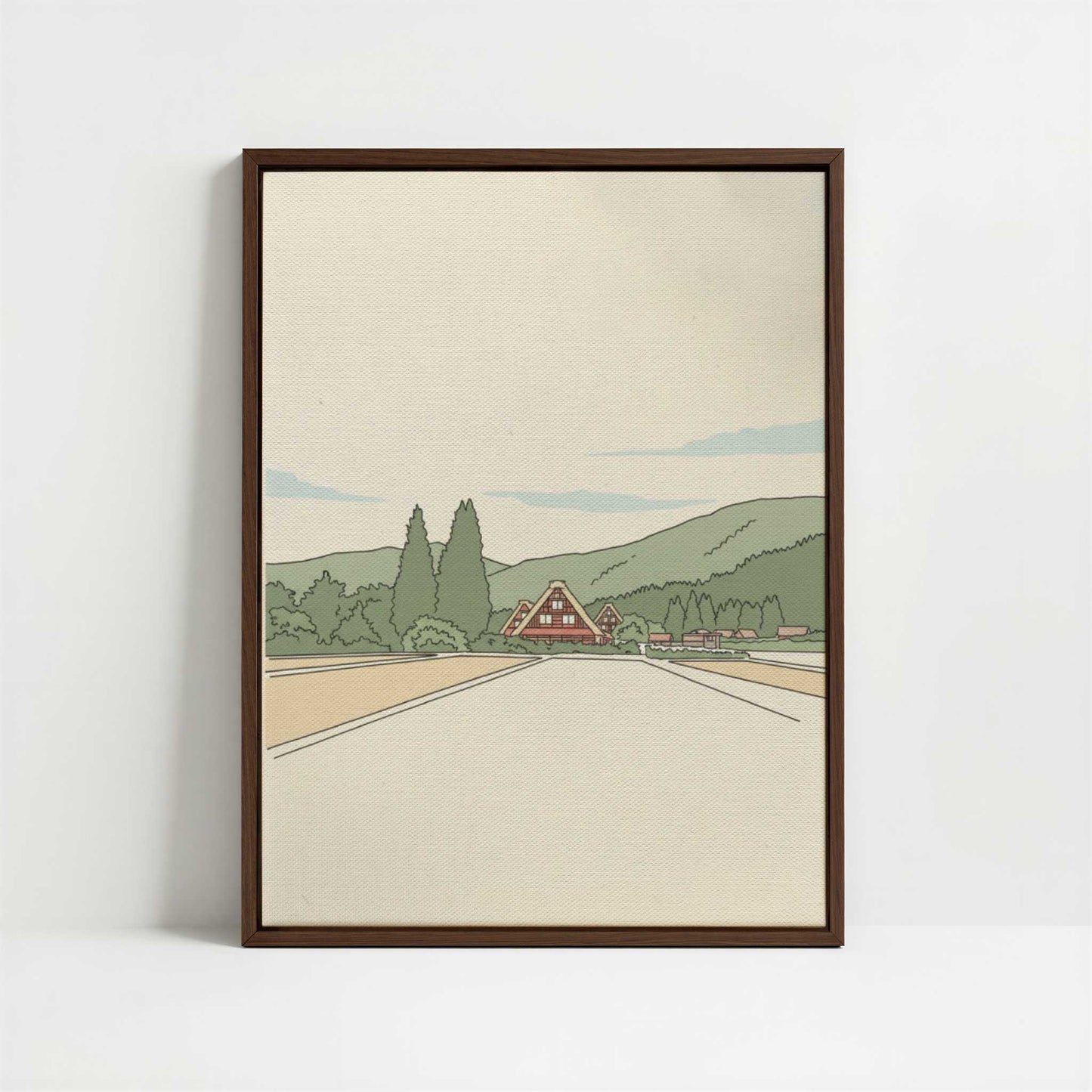 Framed Canvas - Framed canvas in dark wood color frame