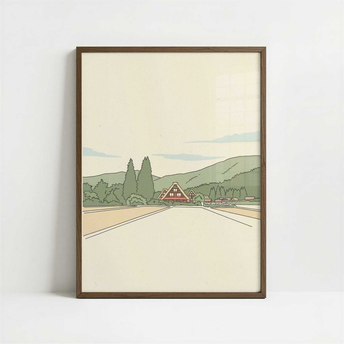 A Village That Never Moved, Shirakawa-go - Art Print - Art print in dark wood frame