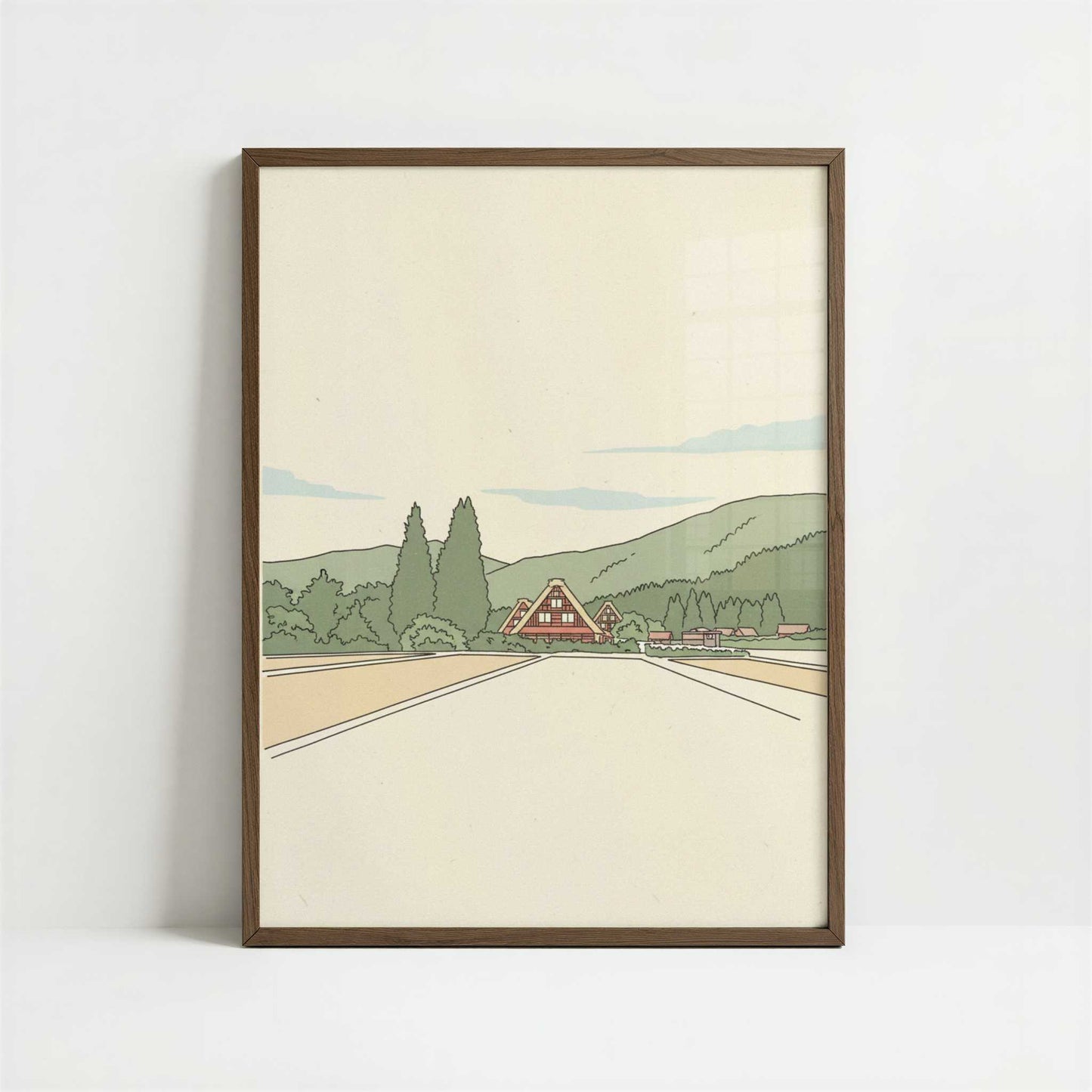 A Village That Never Moved, Shirakawa-go - Art Print - Art print in dark wood frame