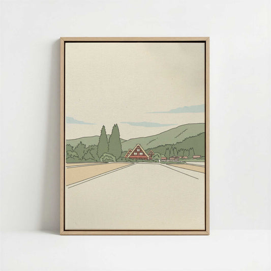 Framed Canvas - Framed canvas in oak color frame