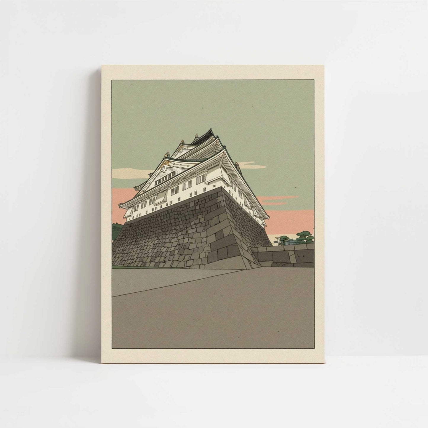 Above the City at Osaka Castle - Art Print - Unframed art print