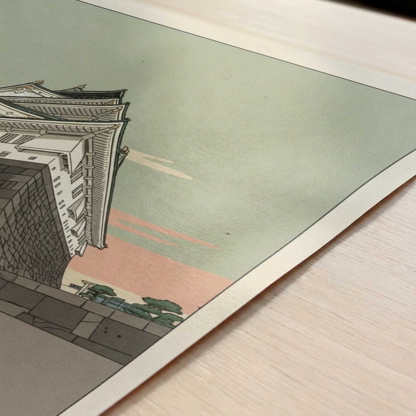 Above the City at Osaka Castle - Art Print - Close-up detail of the art print