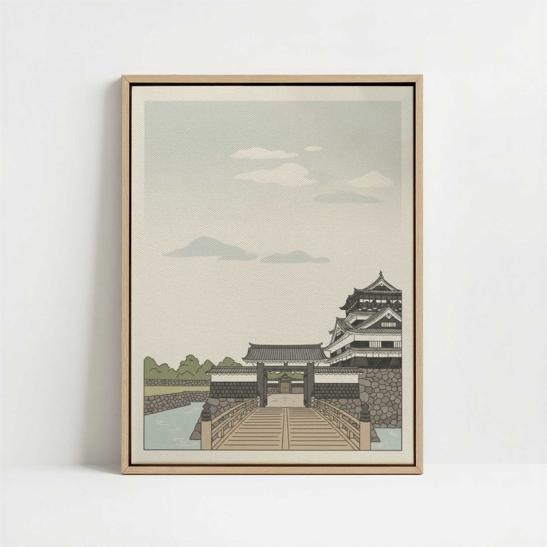 Framed Canvas - Framed canvas in oak color frame