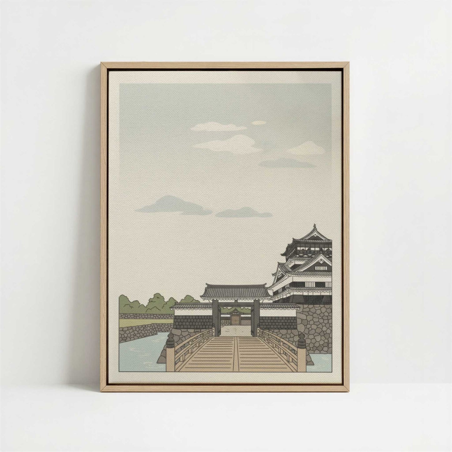 Framed Canvas - Framed canvas in oak color frame