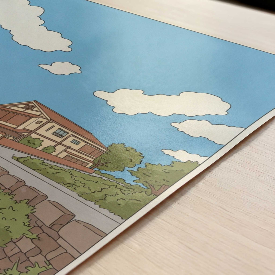 Along the Canal in Kanazawa - Art Print - Close-up detail of the art print