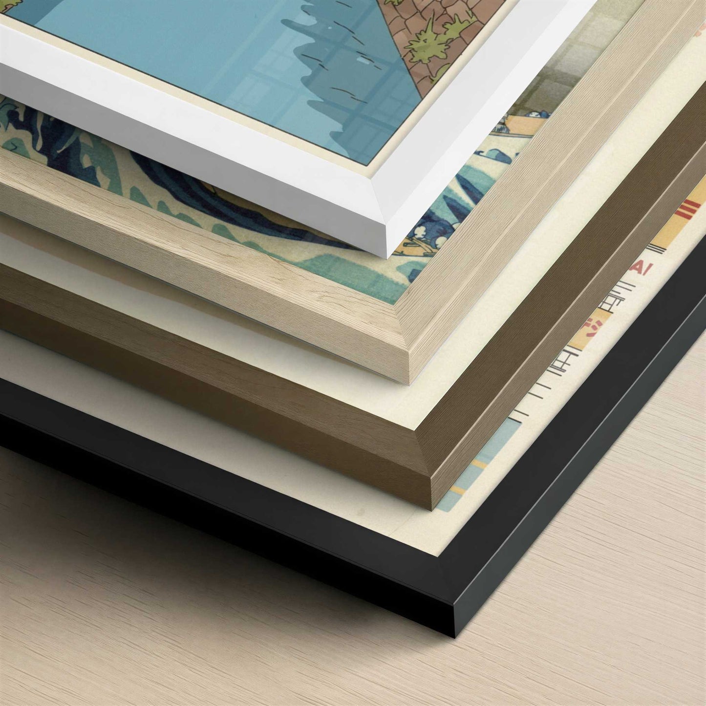 Along the Canal in Kanazawa - Art Print - Close-up detail of the different frames