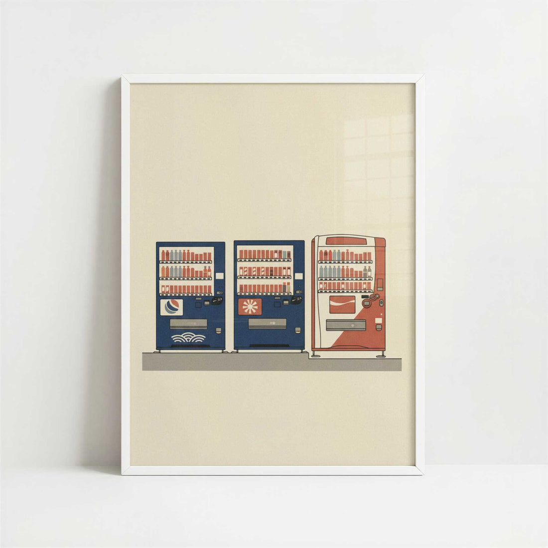 Always a Vending Machine Nearby - Art Print - Art print in white frame