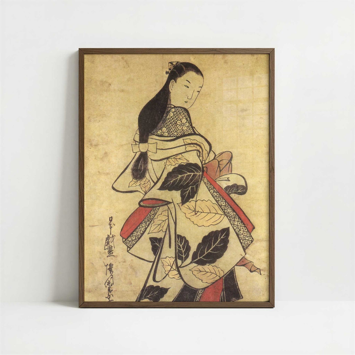 Standing Courtesan (1714-15) by Kaigetsudo Anchi – Art Print - Art print in dark wood frame