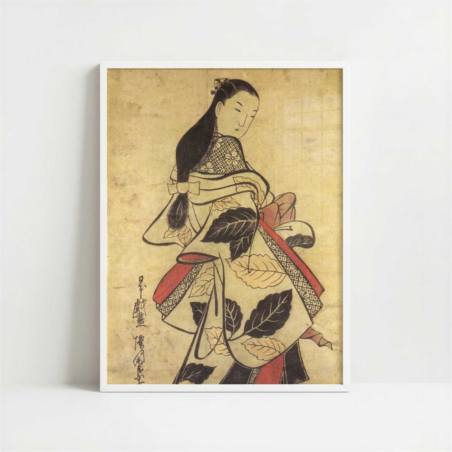Standing Courtesan (1714-15) by Kaigetsudo Anchi – Art Print - Art print in white frame