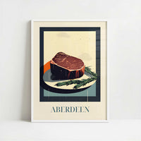 Angus steak from Aberdeen, Scotland - Art Print - Art print in white frame