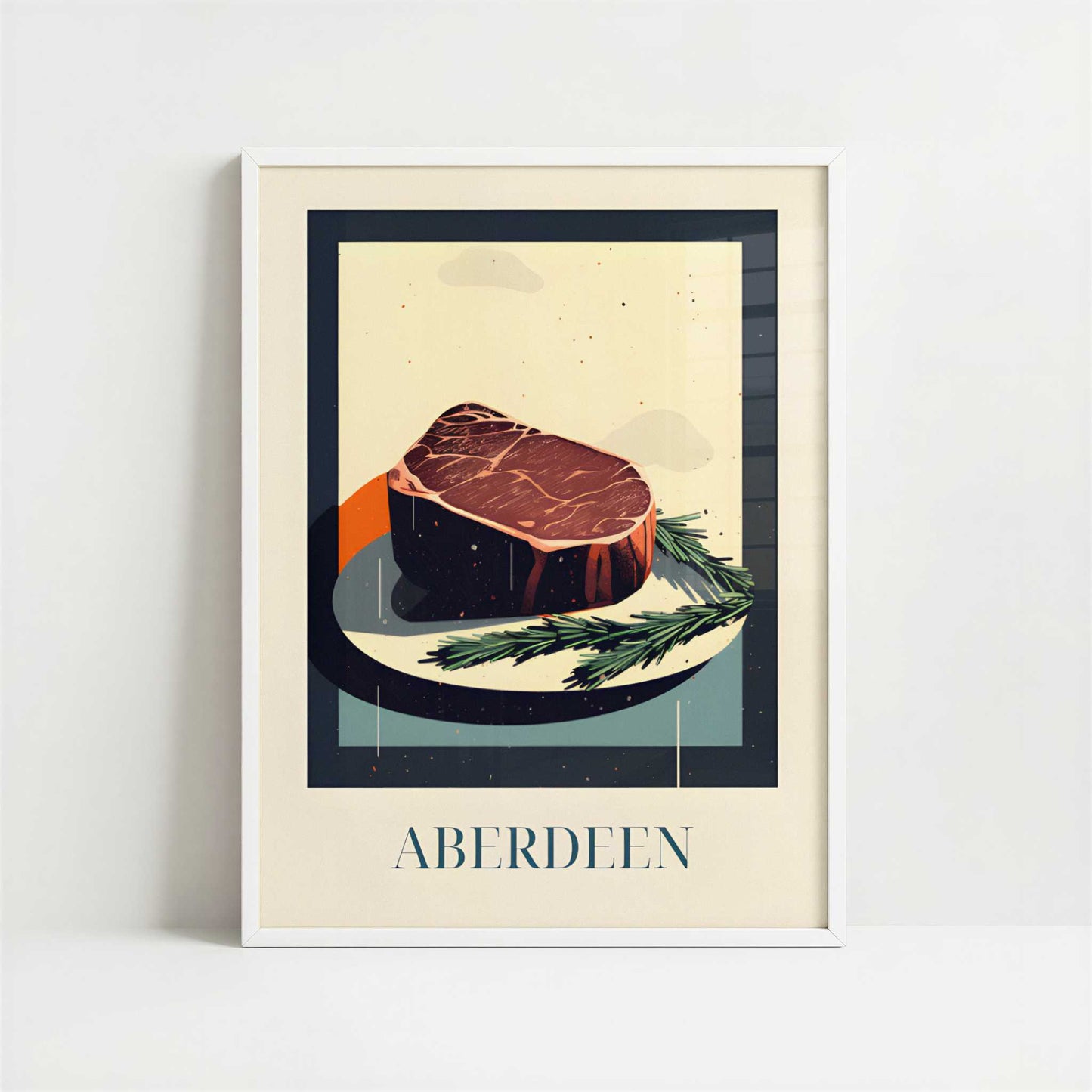 Angus steak from Aberdeen, Scotland - Art Print - Art print in white frame