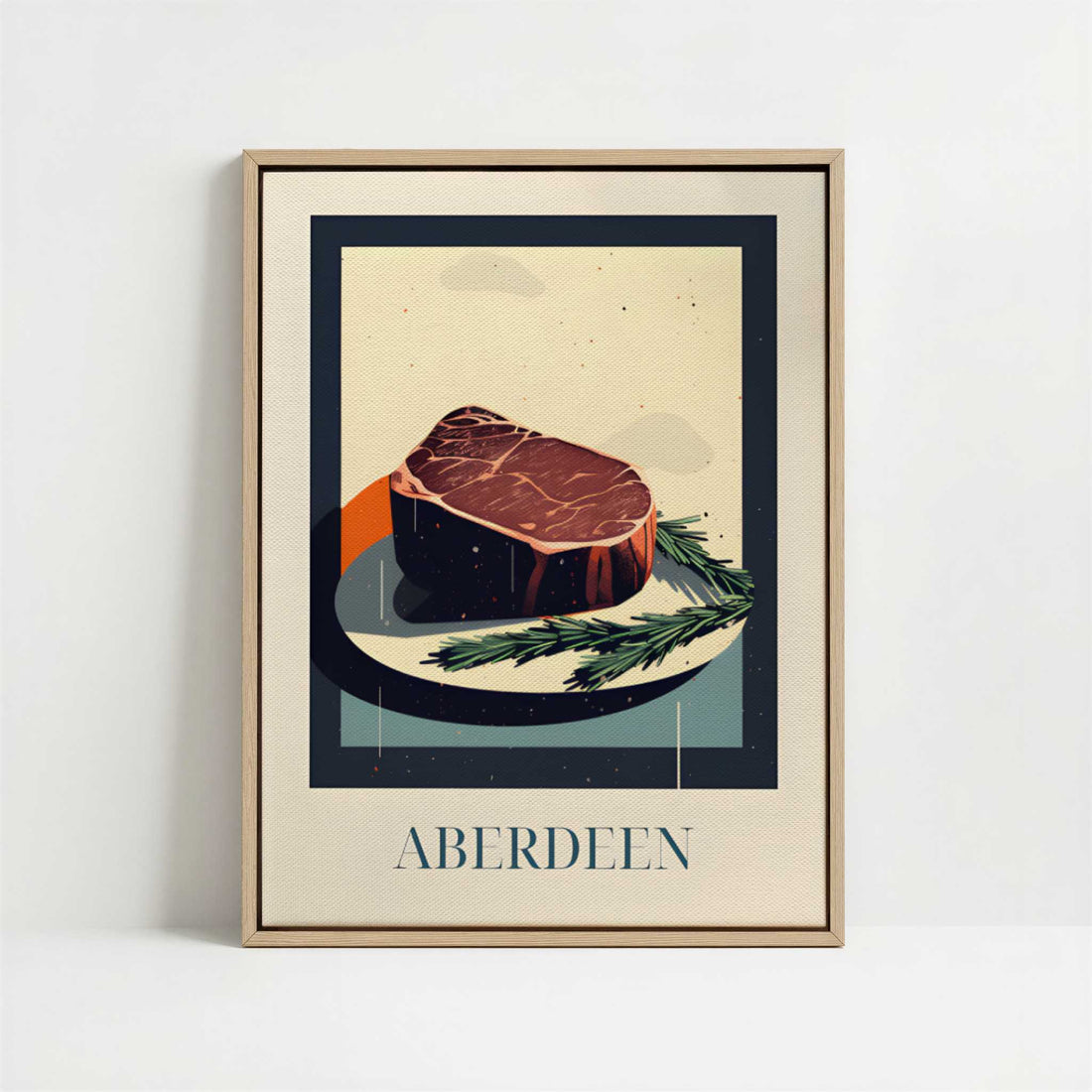 Framed Canvas - Framed canvas in oak color frame